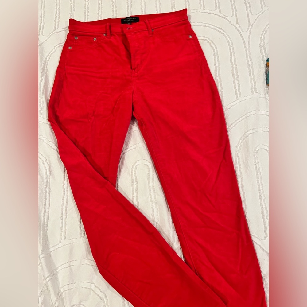 Banana Republic High Rise Skinny Red Velvet Jeans